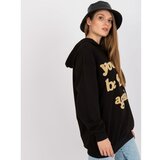 Fashion Hunters Black, loose-fitting sweatshirt with a hood and pockets Cene