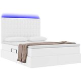  Krevet S LED lampica s uzglavljem Čista bijela 140 x 190 cm PVC | shoptok.hr
