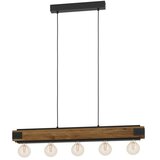 Eglo visilica Layham 43468, 5x E27, 96 cm, opaljeno drvo/crna | shoptok.hr