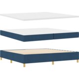 Box Postelja z osnovo z vzmetnico in klopi Modra 200x200 cm Tkanina, (22084028) | Shoptok.si