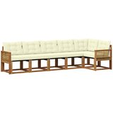 vidaXL Zunanja garnitura za sedenje z blazino 6 pcs Naravna in smetana, (5000282377) | Shoptok.si
