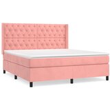 The Living Store Box spring postelja z vzmetnico roza 160x200 cm žamet - Box Spring Postelja, (21489447) | Shoptok.si
