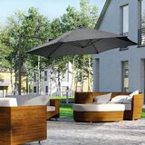 Outsunny Vrtni dežnik s 360-stopinjskim obračanjem in prezračevano poliestrsko streho, Φ256 x 245 cm, temno siva, (20708528) Cene