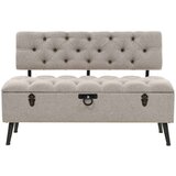 vidaXL Klop za shranjevanje z naslonjalom 110 cm krem blago | Shoptok.si