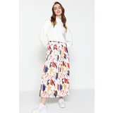 Trendyol Multicolored Wide Pleated High Waist Knitted Skirt Cene