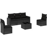  6-dijelni set vrtnih sofa s jastucima crni od poliratana | shoptok.hr