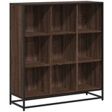 vidaXL Knjižna omara rjavi hrast 97,5x33x107,5 cm inžen. les in kovina | Shoptok.si