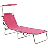 Maison Chic Zložljiv Ležalnik - Sončna ležalnik s streho jeklo magenta roza, (22042734) | Shoptok.si