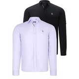 Dewberry DUAL SET G674 MENS SHIRTS-BLACK-LILAC | shoptok.hr