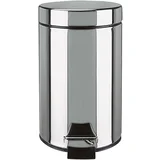 Kozmetični koš, (3 l, srebrn, okrogel, legirano jeklo, sijaj)