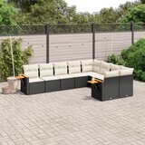 Maison Chic Seti vrtnega pohištva - Vrtna garnitura - Vrtni pohištvo set 9-delna z blazinami črn poli ratan, (21798071) | Shoptok.si