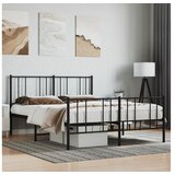  Kovinski posteljni okvir z vzglavjem in vznožjem črn 150x200 cm | Shoptok.si