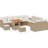 13 komada set vrtnih sofa s jastučićima Bež Poli ratan | shoptok.hr