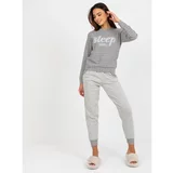Fashionhunters Gray two-piece pajamas with patches