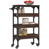 vidaXL Kuhinjski voziček rjav hrast 53x20x76 cm inženirski les | Shoptok.si