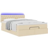  Otomanski krevet s madracem i LED krem 140x190 cm tkanine | shoptok.hr