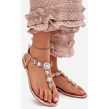 Boto Womens sandals on flat heel with crystals rose gold Fiolalia | ePonuda.com