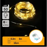 LED lanac 50xLED/3xAA 5,3m topla bela