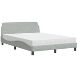  The Living Store Postelja z vzmetnico svetlo siv 140x190 cm žamet - Postelja, (21491349) | Shoptok.si