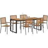 Vrtni set za objed 7 pcs Siva i smeđa poliratan | shoptok.hr
