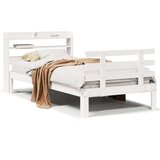  Okvir kreveta s uzglavljem bijeli 75x190 cm od borovine | shoptok.hr