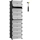 Songmics Prepleteno stojalo za čevlje, pravokotni organizator za shranjevanje, modularna polica DIY z 10 režami, 40 x 30 x 17 cm za vsak sedež, plastična omara z vrati, črna LPC10HV1, (21313490) Cene