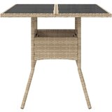 vidaXL Vrtni stol sa staklenom pločom bež 90x90x75 cm od poliratana | shoptok.hr