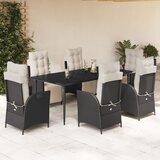 vidaXL 7-dijelni vrtni blagovaonski set s jastucima crni od poliratana | shoptok.hr