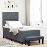 vidaXL Box Spring Krevet s Madracem i Klupom Tamno Siva 90x190 cm Baršun | shoptok.hr