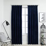 vidaXL Zavjese za zamračivanje 2 kom baršunaste tamnoplave 140x225 cm | shoptok.hr