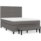 vidaXL Box spring postelja z vzmetnico siv 140x200 cm umetno usnje, (20899618) Cene