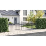 vidaXL Vrtna vrata s spečim vrhom Siva 125x500 cm Jeklo | Shoptok.si