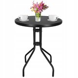 springos VRTNA BALKONSKA MIZA MIZA ZA BALKON TERASO ČRNA OKROGLA STEKLENA 60CM, (21630180) | Shoptok.si