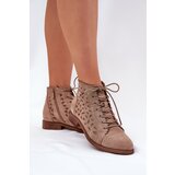 S. BARSKI Low Ankle Boots With Openwork Pattern Beige S.Barski | Shoptok.si