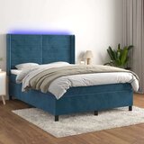  Box spring s madracem LED tamnoplavi 140x200 cm baršun Cijene