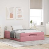  Okvir kreveta s madracem 2 kom. Ružičasta Baršun 160 x 200 cm | shoptok.hr