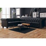 vidaXL Kutna garnitura Chesterfield za 5 osoba od umjetne kože crna | shoptok.hr