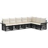 vidaXL Vrtna sedežna garnitura 7 pcs Črna poli ratan, (5000272300) | Shoptok.si
