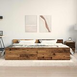  Krevetna konstrukcija s uzglavljem Staro drvo 203 x 203 x 50 cm | shoptok.hr