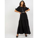 Fashion Hunters Black summer skirt with frills and elastic waistband