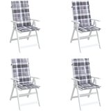  Jastuci za stolice 4 kom sivi karirani 120x50x3 cm od tkanine | shoptok.hr