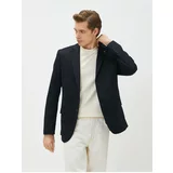 Koton Basic Blazer Jacket Brooch Detailed Buttoned Pocket Slim Fit