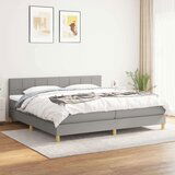  Box spring postelja z vzmetnico svetlo siva 200x200 cm blago, (20790350) | Shoptok.si