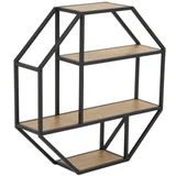 Zidna polica SARON 77x77 cm hrast/crna