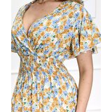 Resti Blue and yellow women's floral midi dress - Shoes | Shoptok.si