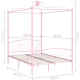  Okvir za krevet s nadstrešnicom ružičasti metalni 140 x 200 cm | Eponuda.com