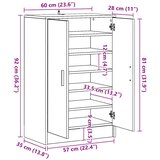 Ormarić za cipele boja betona 60 x 35 x 92 cm konstruirano drvo | shoptok.hr