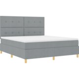  Krevet s box springom i madracem svjetlosive boje super king tkanina | shoptok.hr