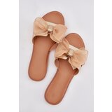 Boto Ladies flat sandals with tulle bow gold Tanira | Shoptok.si