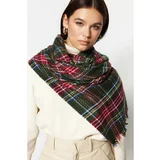 Trendyol Green Soft Textured Plaid Scarf